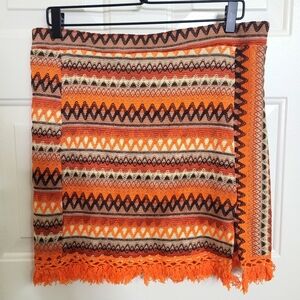 Shein Curve Embroidered Chevron Fringed Skirt Size 1XL‎